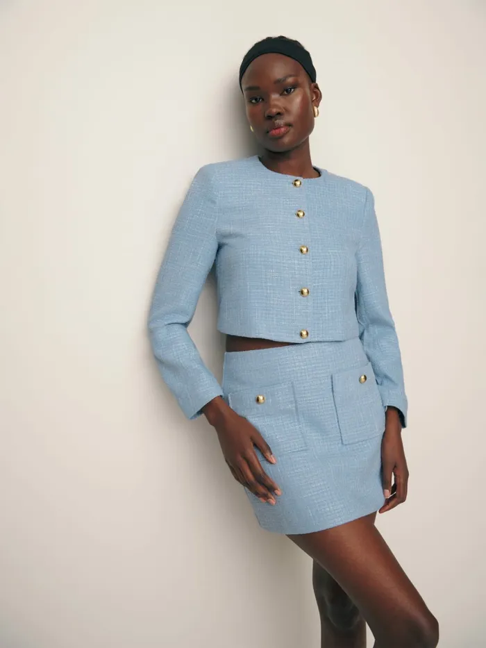 Reformation Skirts Aurelia Skirt Blue Tweed 8211 Women