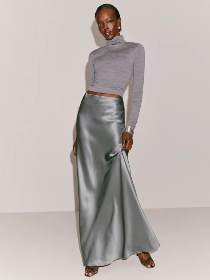 Reformation Skirts Bella Silk Skirt Shale 8211 Women