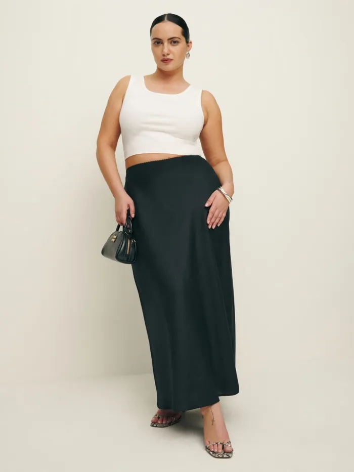 Reformation Skirts Layla Linen Skirt Es Black 8211 Women