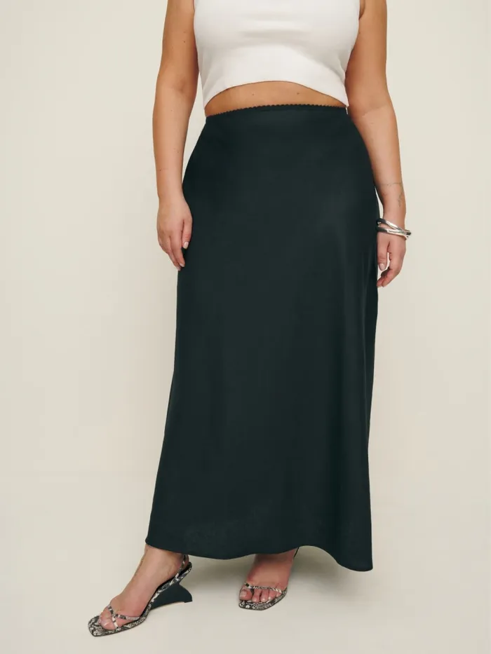 Reformation Skirts Layla Linen Skirt Es Black 8211 Women
