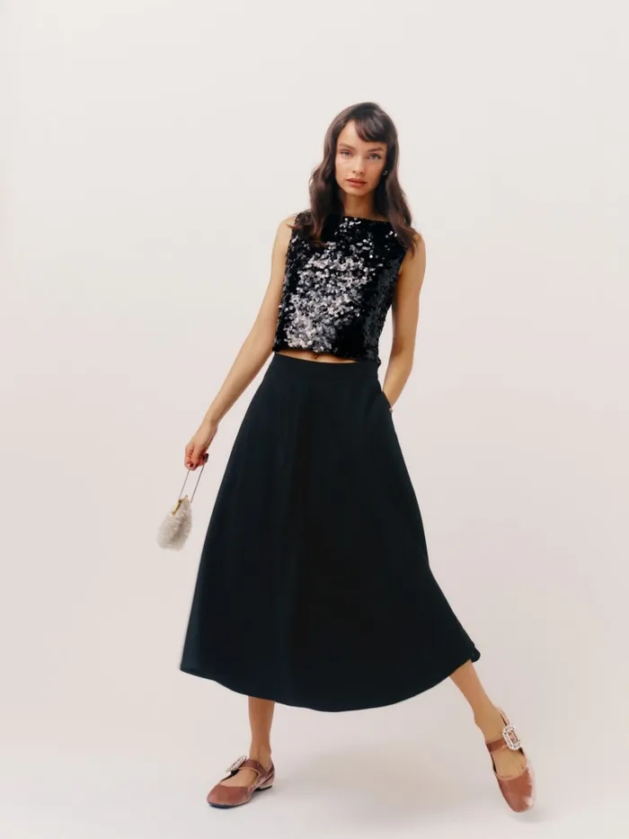 Reformation Skirts Maia Wool Skirt Black 8211 Women
