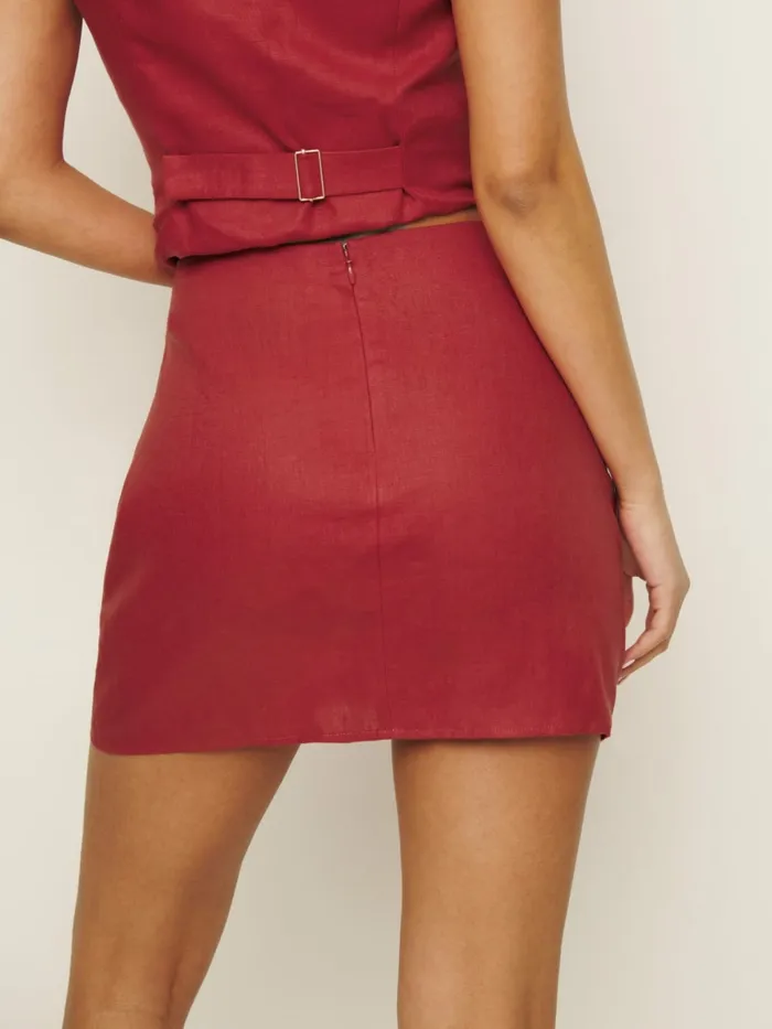 Reformation Skirts Veranda Linen Skirt Sundried Tomato 8211 Women