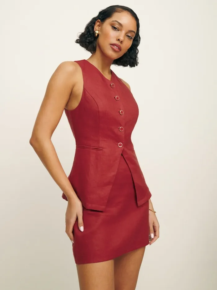 Reformation Skirts Veranda Linen Skirt Sundried Tomato 8211 Women