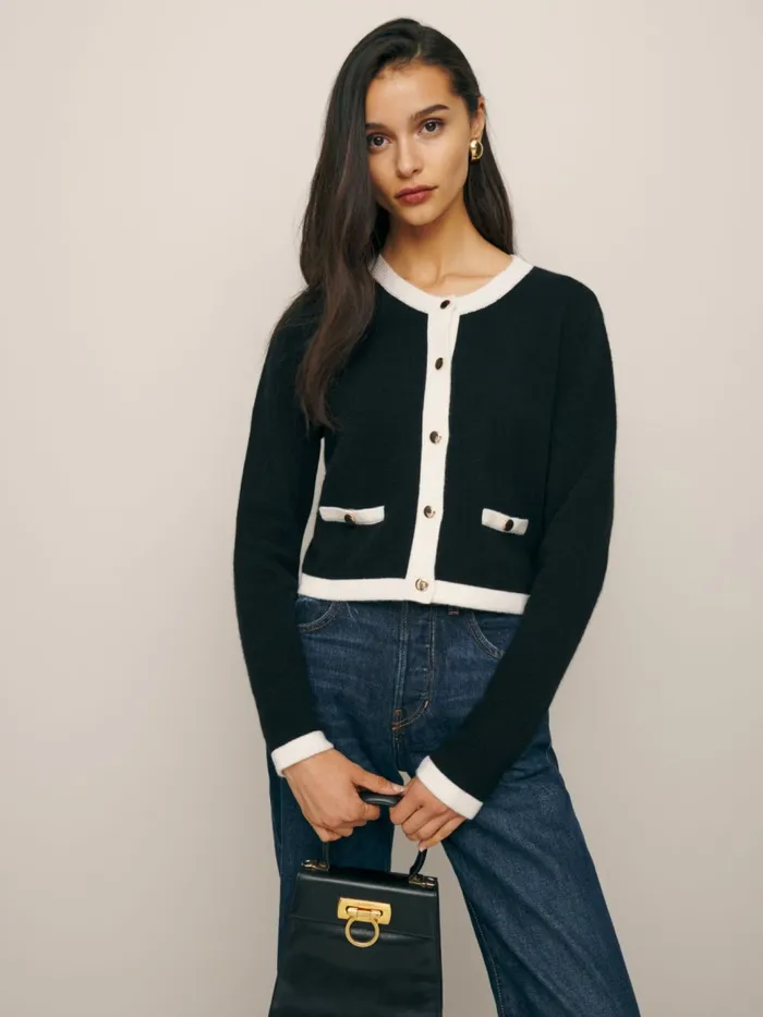 Reformation Sweaters Becka Cashmere Cardigan Black And Gossamer 8211 Women
