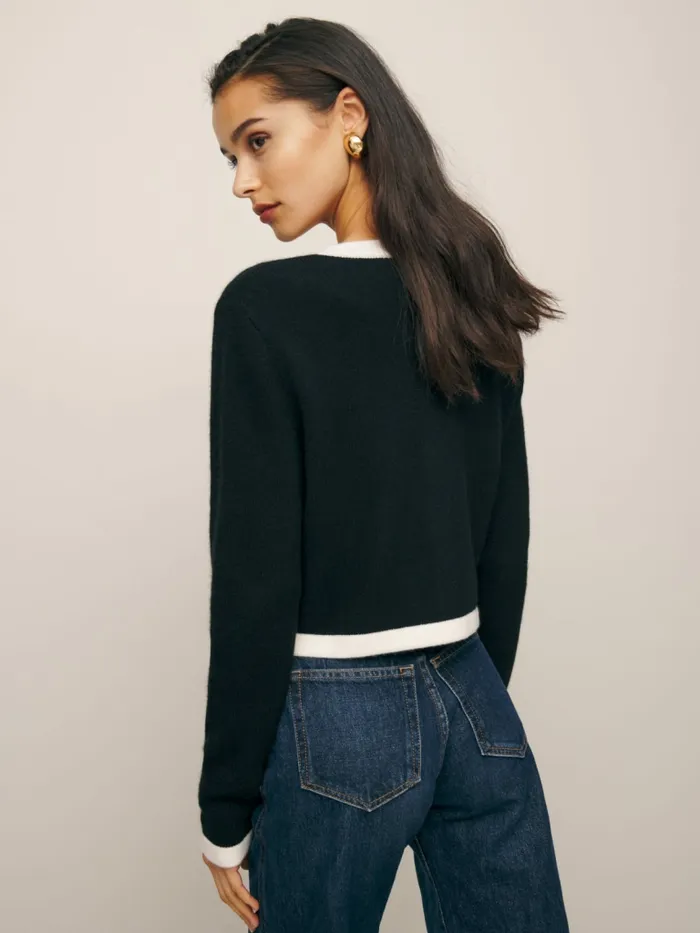 Reformation Sweaters Becka Cashmere Cardigan Black And Gossamer 8211 Women