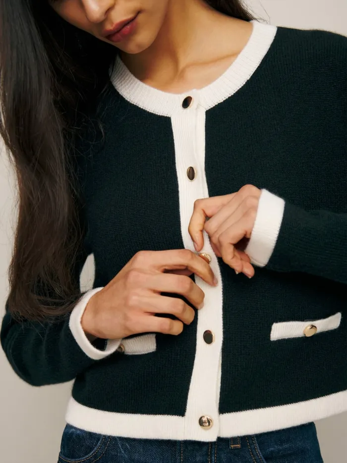 Reformation Sweaters Becka Cashmere Cardigan Black And Gossamer 8211 Women