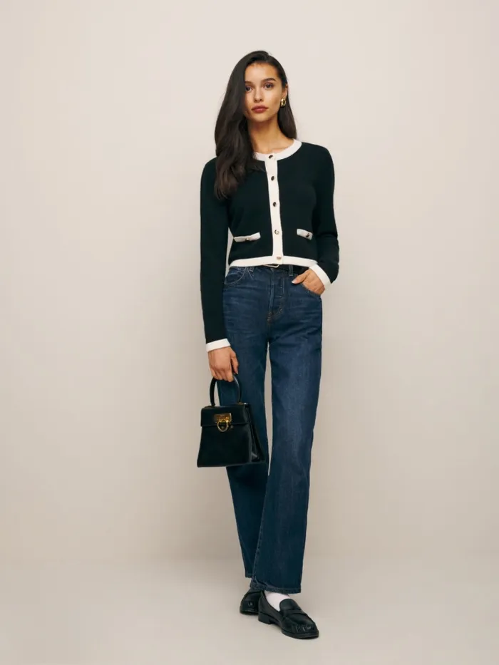 Reformation Sweaters Becka Cashmere Cardigan Black And Gossamer 8211 Women