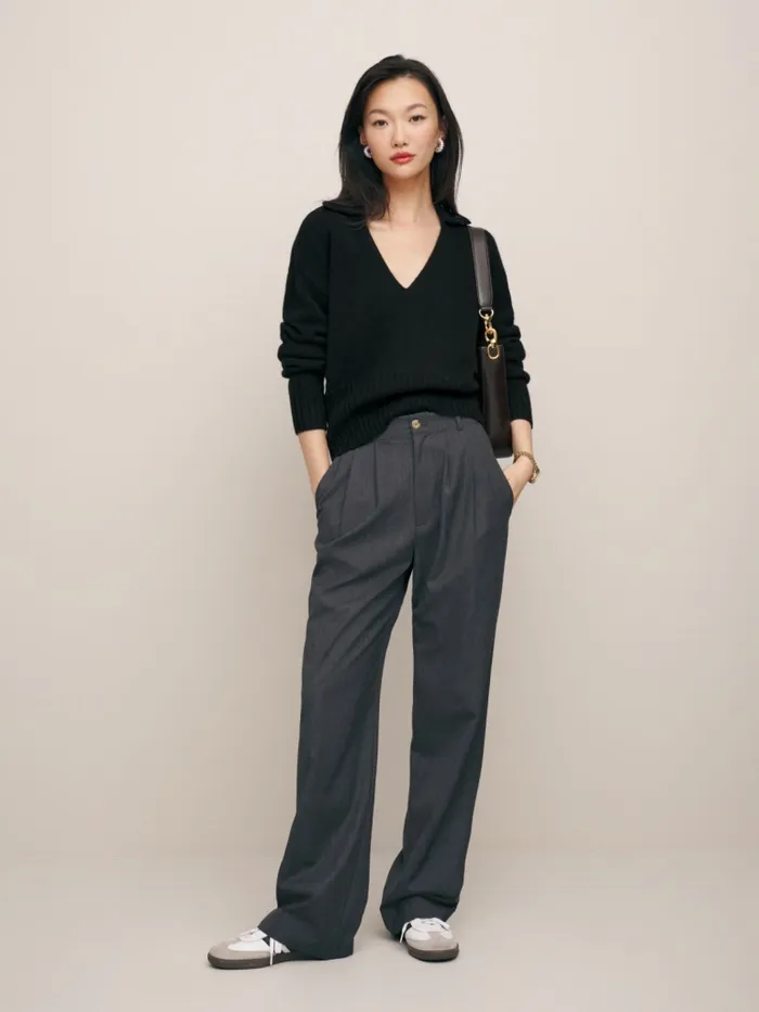 Reformation Sweaters Beckie Cashmere Collared Sweater Black 8211 Women