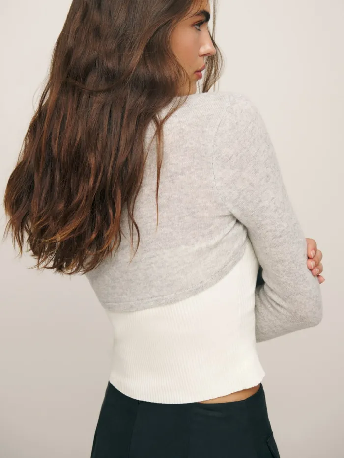 Reformation Sweaters Maika Cashmere Shrug Foggy 8211 Women