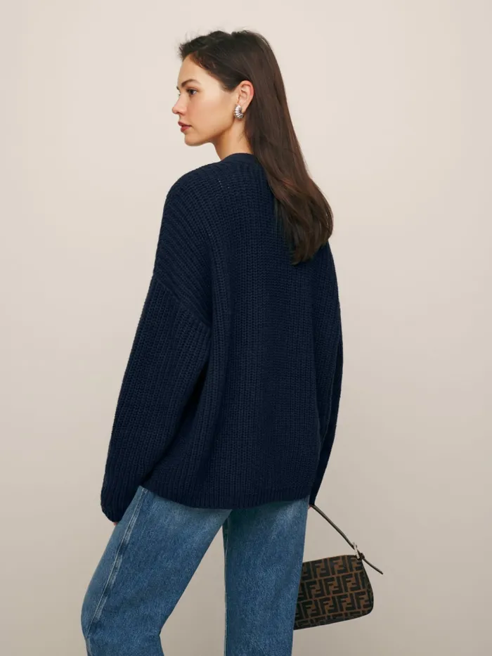 Reformation Sweaters Maya Cotton Cashmere Oversized Cardigan Navy 8211 Women Reformation Sweaters Maya Cotton Cashmere Oversized Cardigan Navy 8211 Women