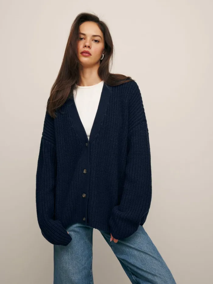 Reformation Sweaters Maya Cotton Cashmere Oversized Cardigan Navy 8211 Women Reformation Sweaters Maya Cotton Cashmere Oversized Cardigan Navy 8211 Women