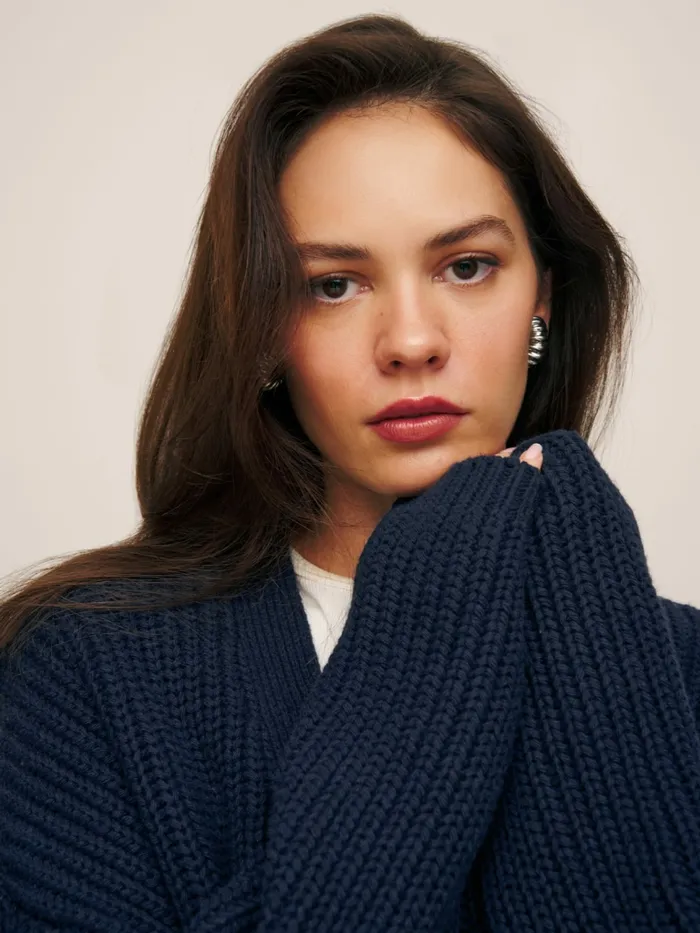 Reformation Sweaters Maya Cotton Cashmere Oversized Cardigan Navy 8211 Women Reformation Sweaters Maya Cotton Cashmere Oversized Cardigan Navy 8211 Women