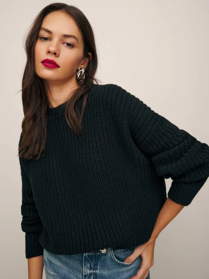 Reformation Sweaters Sam Cotton Cashmere Oversized Crew Sweater Black 8211 Women Reformation Sweaters Sam Cotton Cashmere Oversized Crew Sweater Black 8211 Women