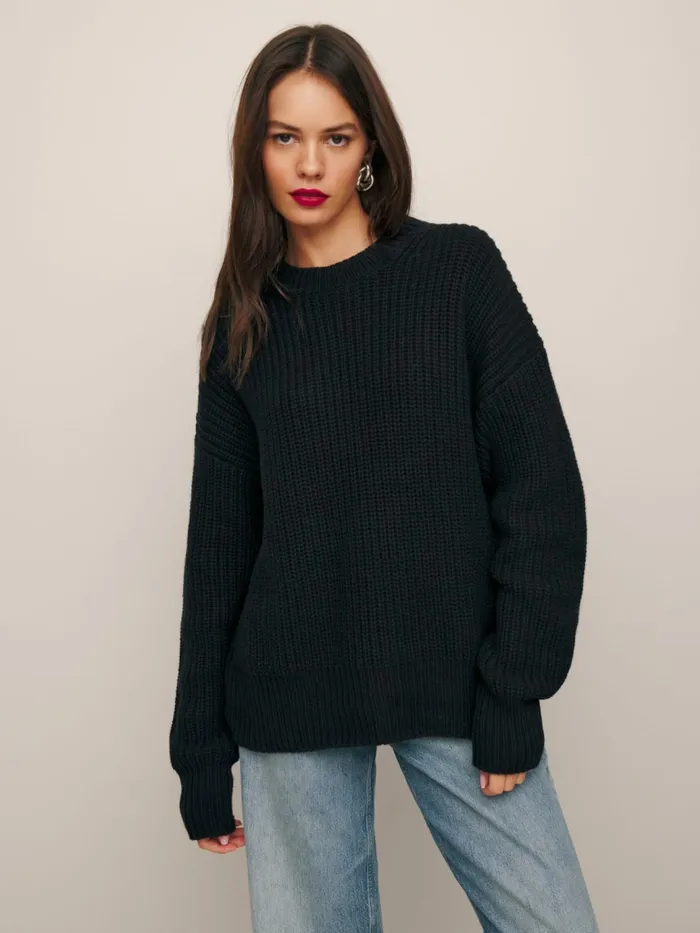 Reformation Sweaters Sam Cotton Cashmere Oversized Crew Sweater Black 8211 Women Reformation Sweaters Sam Cotton Cashmere Oversized Crew Sweater Black 8211 Women