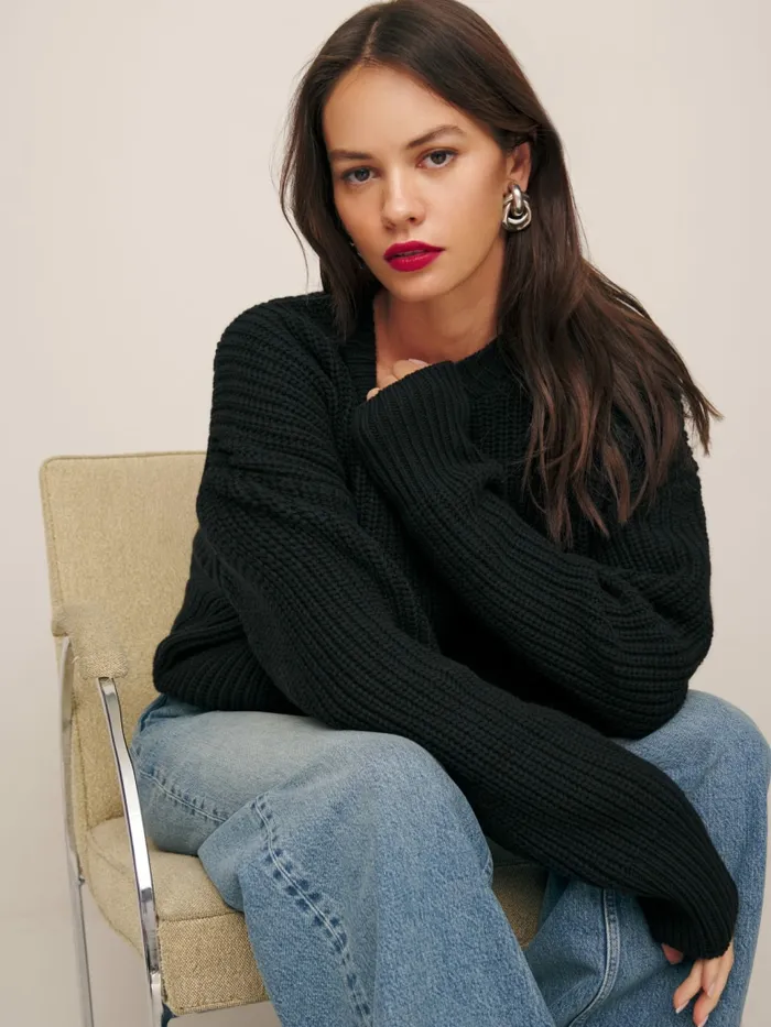 Reformation Sweaters Sam Cotton Cashmere Oversized Crew Sweater Black 8211 Women Reformation Sweaters Sam Cotton Cashmere Oversized Crew Sweater Black 8211 Women