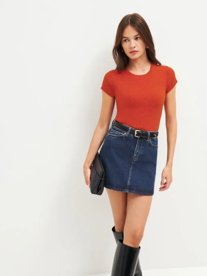 Reformation Sweaters Teo Cashmere Short Sleeve Sweater Tikka 8211 Women