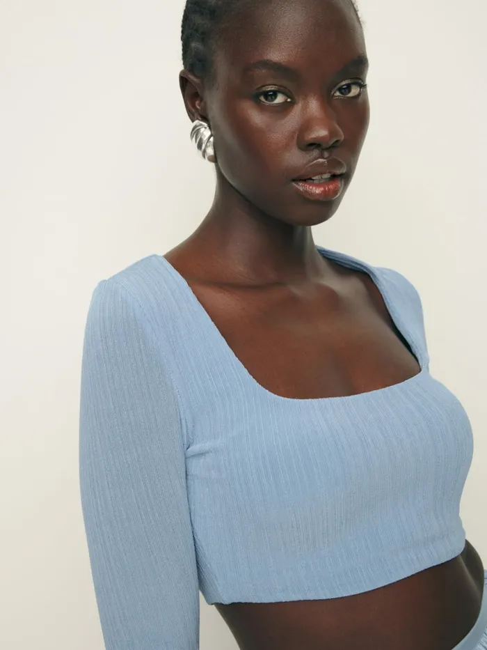 Reformation Tops Ainsley Knit Top Baby Blue 8211 Women