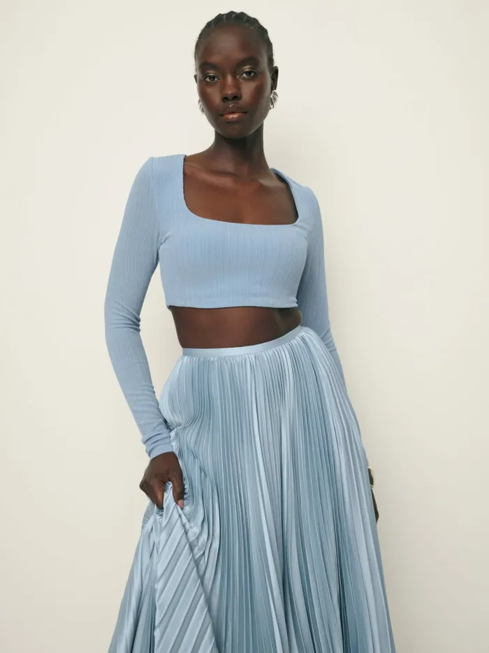 Reformation Tops Ainsley Knit Top Baby Blue 8211 Women