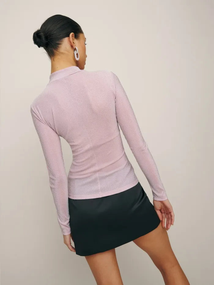 Reformation Tops Bailey Knit Top Rose Sparkle 8211 Women