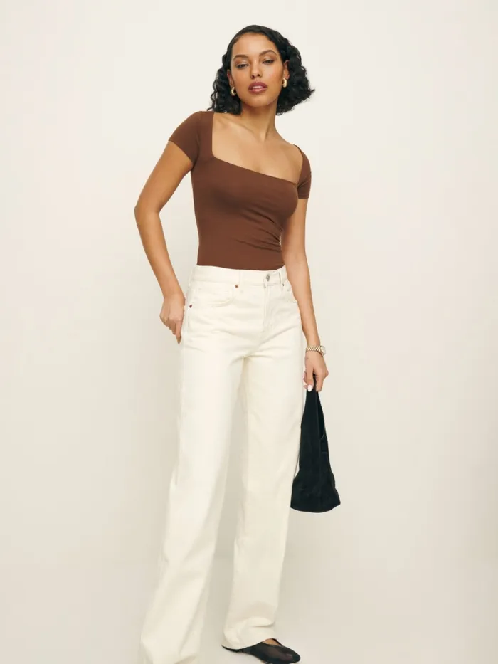 Reformation Tops Bardot Knit Top Chestnut 8211 Women