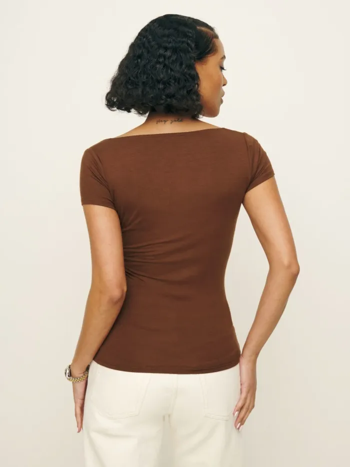 Reformation Tops Bardot Knit Top Chestnut 8211 Women