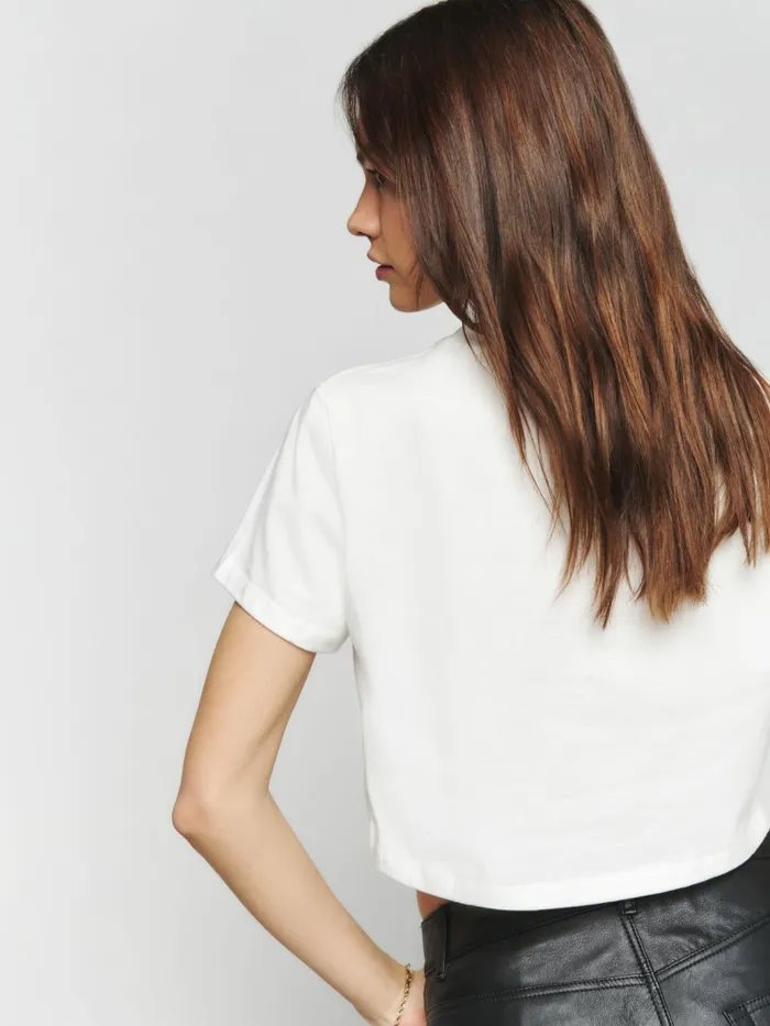 Reformation Tops Cropped Classic Crew Tee White 8211 Women