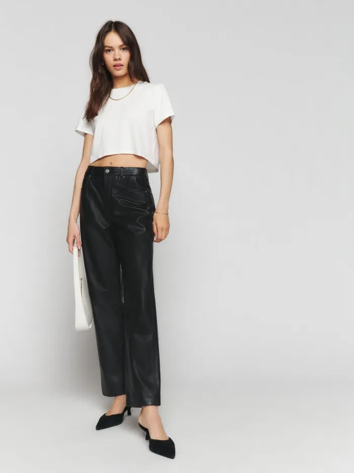 Reformation Tops Cropped Classic Crew Tee White 8211 Women