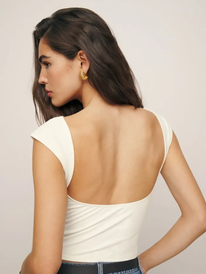 Reformation Tops Darra Knit Top Ivory 8211 Women