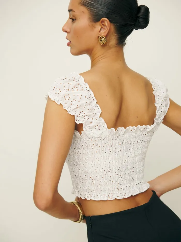 Reformation Tops Emberly Top White Eyelet 8211 Women