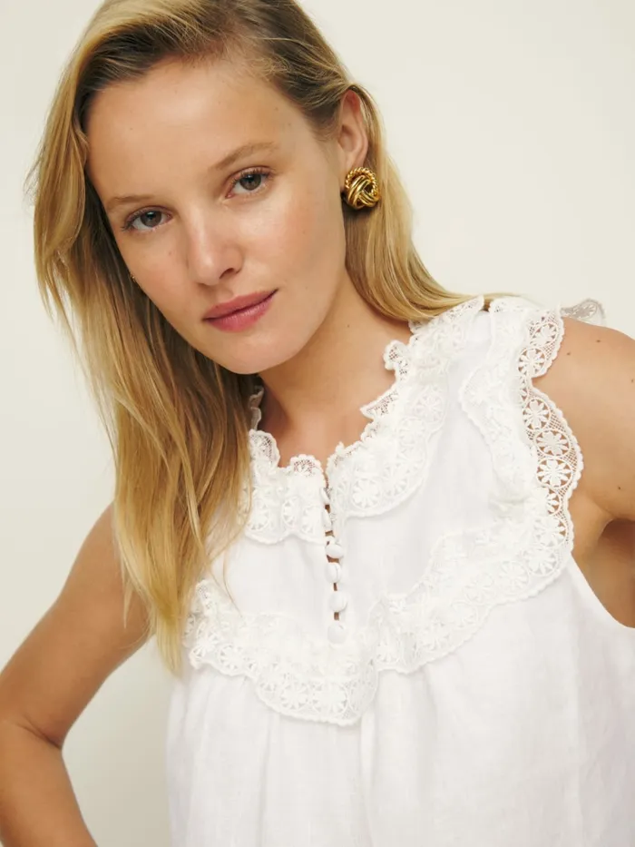 Reformation Tops Emi Linen Top White 8211 Women Reformation Tops Emi Linen Top White 8211 Women