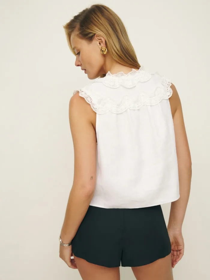 Reformation Tops Emi Linen Top White 8211 Women Reformation Tops Emi Linen Top White 8211 Women