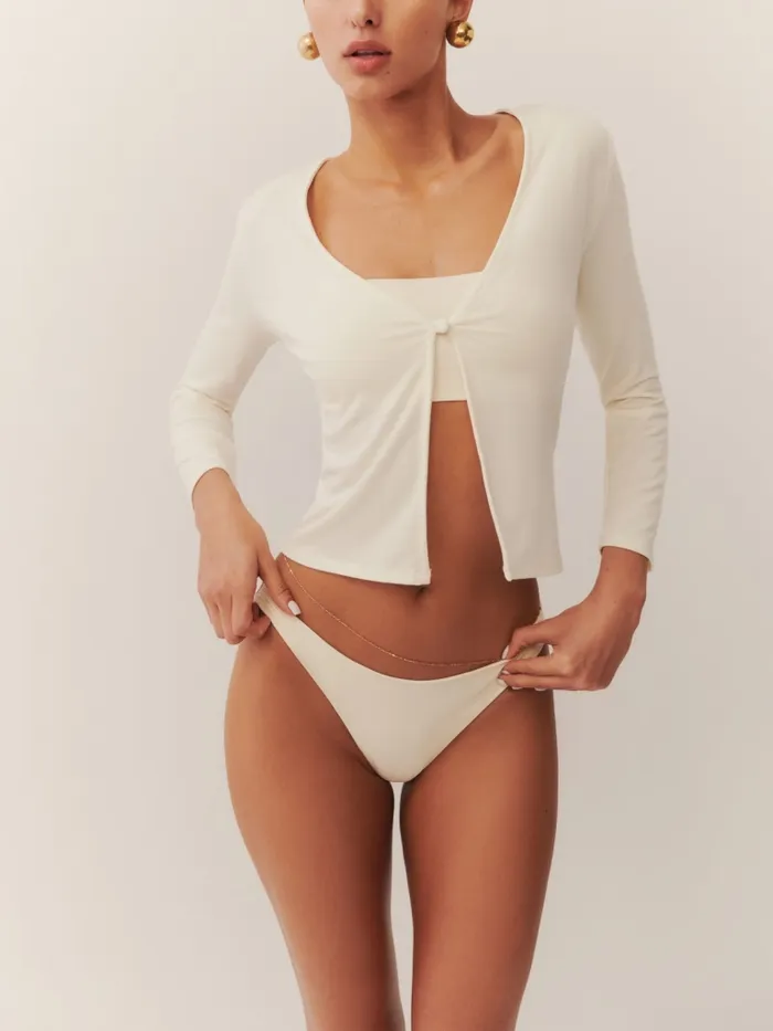 Reformation Tops Janine Knit Cardigan Fior Di Latte 8211 Women