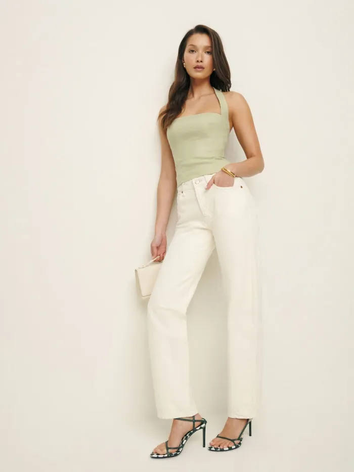 Reformation Tops Malika Linen Top Dried Herbs 8211 Women Reformation Tops Malika Linen Top Dried Herbs 8211 Women