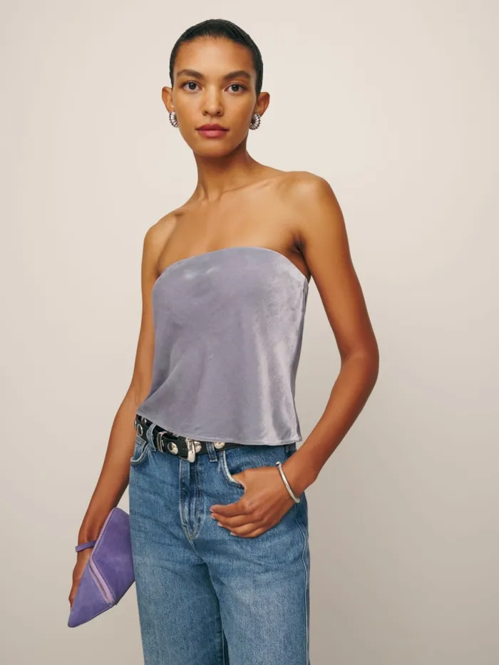 Reformation Tops Spritz Velvet Top Lavender Mist 8211 Women