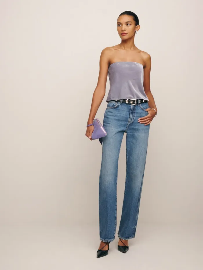 Reformation Tops Spritz Velvet Top Lavender Mist 8211 Women