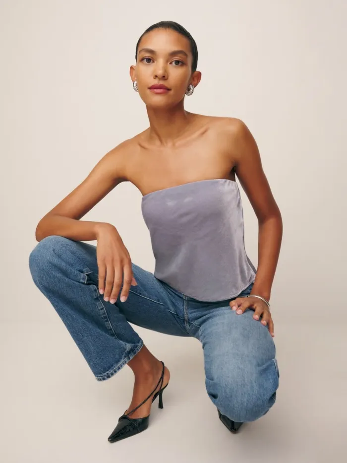 Reformation Tops Spritz Velvet Top Lavender Mist 8211 Women