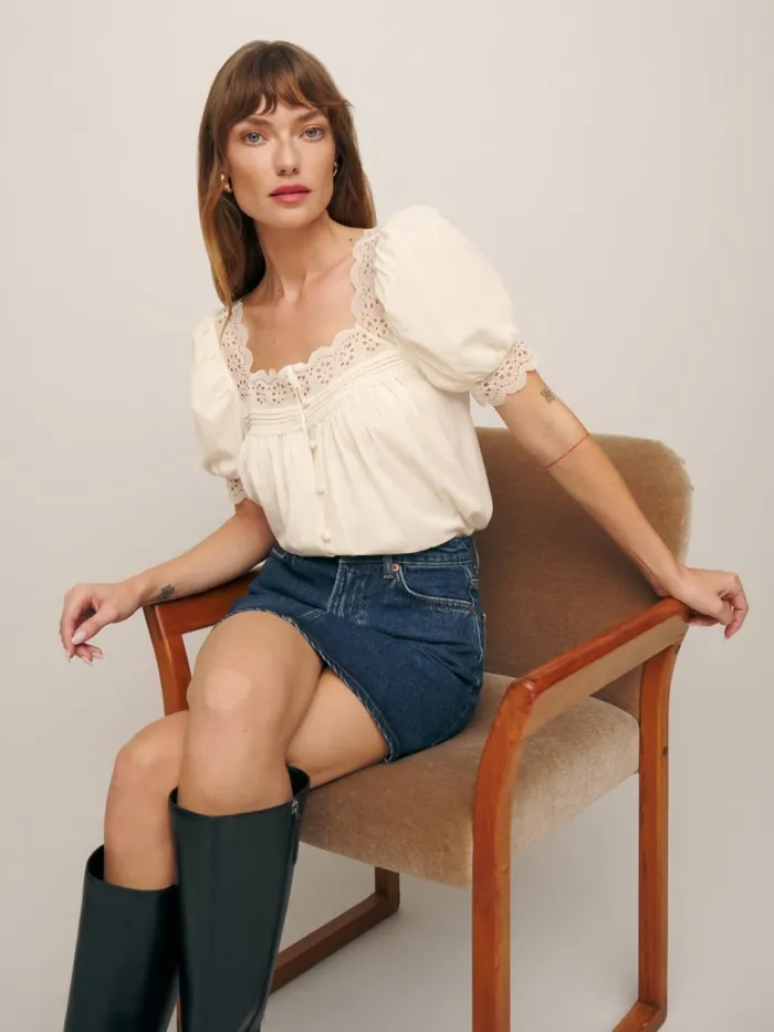 Reformation Tops Wanda Top Cream 8211 Women