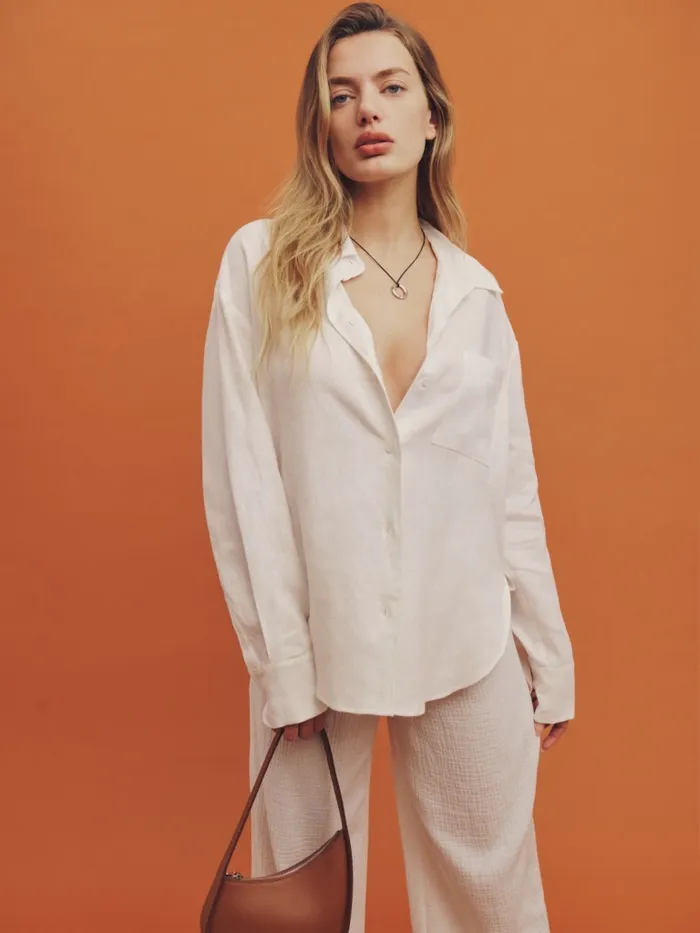 Reformation Tops Will Oversized Linen Shirt White 8211 Women Reformation Tops Will Oversized Linen Shirt White 8211 Women