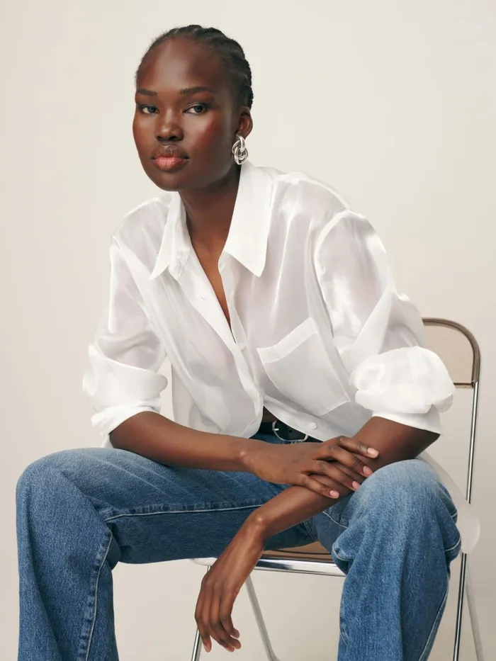 Reformation Tops Will Oversized Sheer Shirt White 8211 Women Reformation Tops Will Oversized Sheer Shirt White 8211 Women