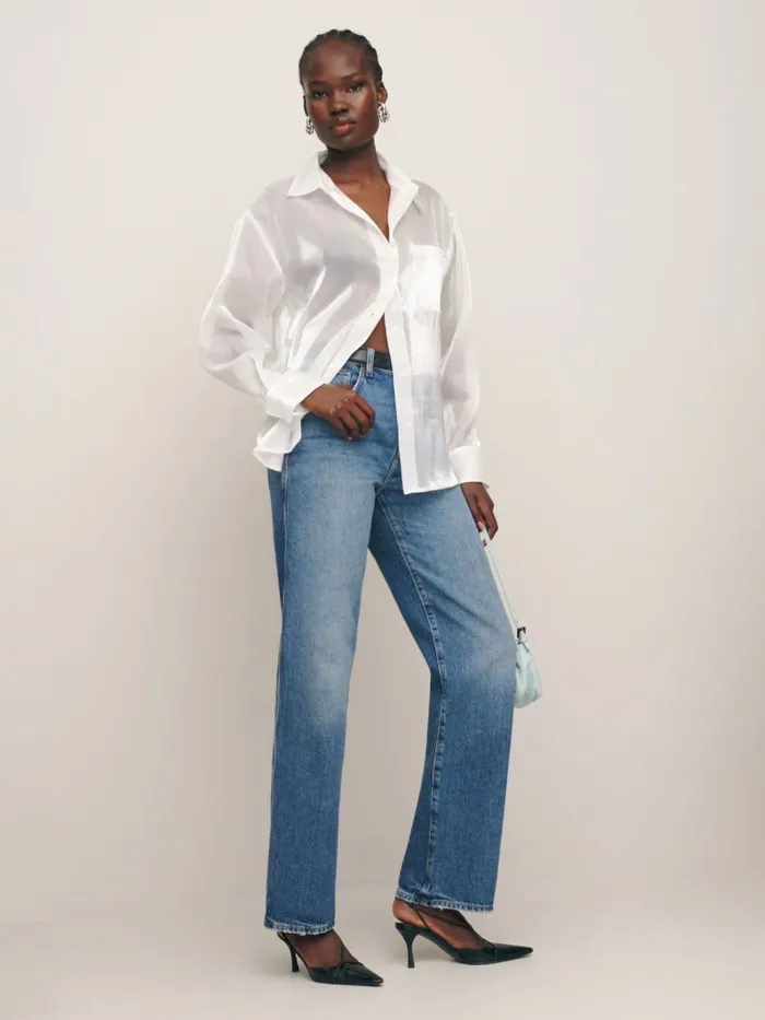 Reformation Tops Will Oversized Sheer Shirt White 8211 Women Reformation Tops Will Oversized Sheer Shirt White 8211 Women