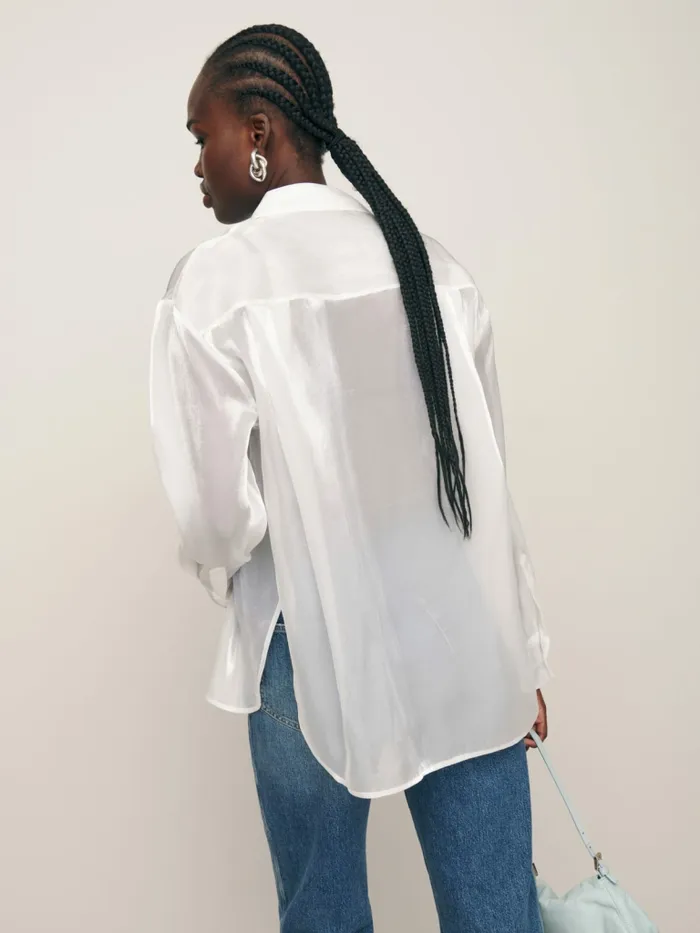 Reformation Tops Will Oversized Sheer Shirt White 8211 Women Reformation Tops Will Oversized Sheer Shirt White 8211 Women
