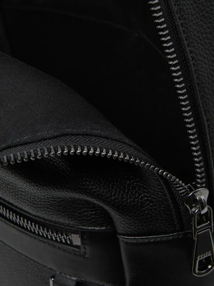 REISS Bags Men Leather Zipped Backpack Black