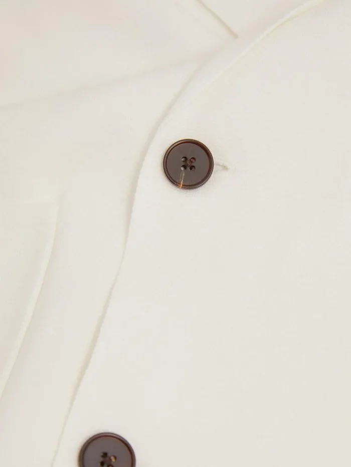 REISS Blazers Men Knitted Double Breasted Blazer Ivory White