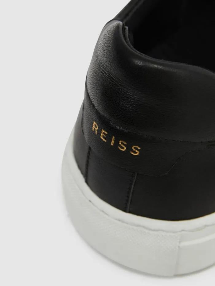 REISS Casual Shoes Men Leather Trainers Black