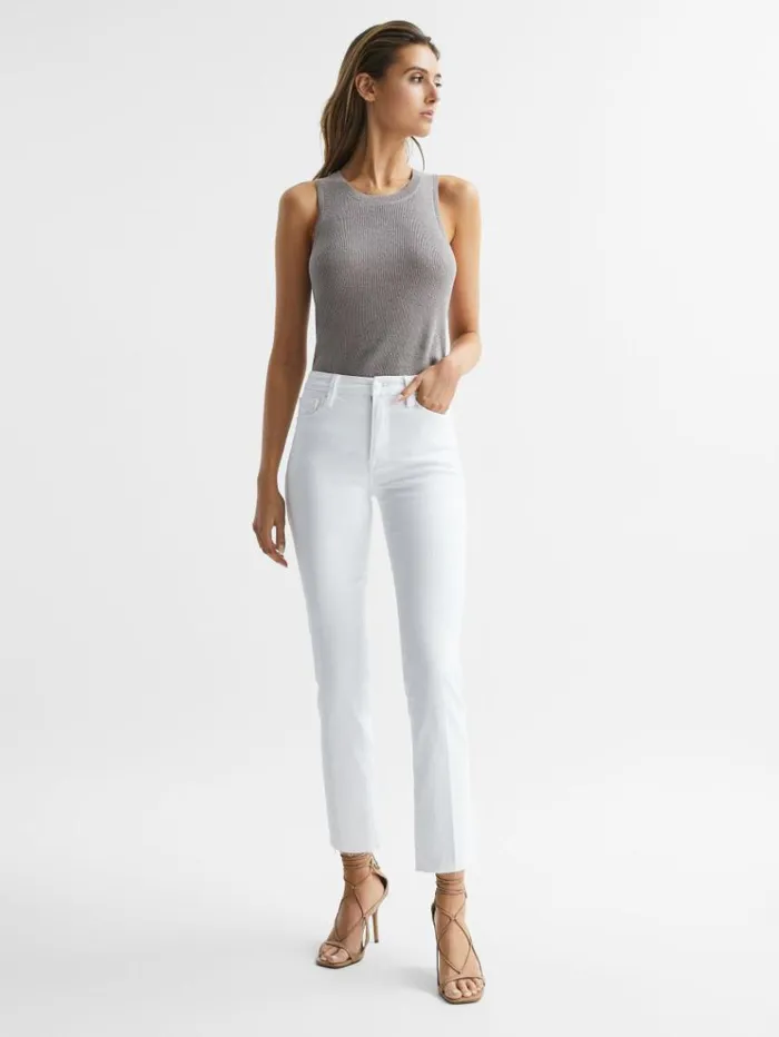 REISS Denim Women Good American Straight Leg Skinny Jeans White