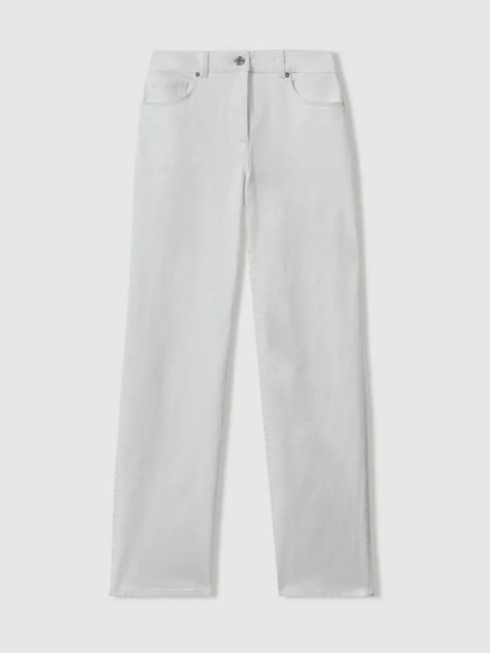 REISS Pants Women Mid Rise Straight Leg Jeans White