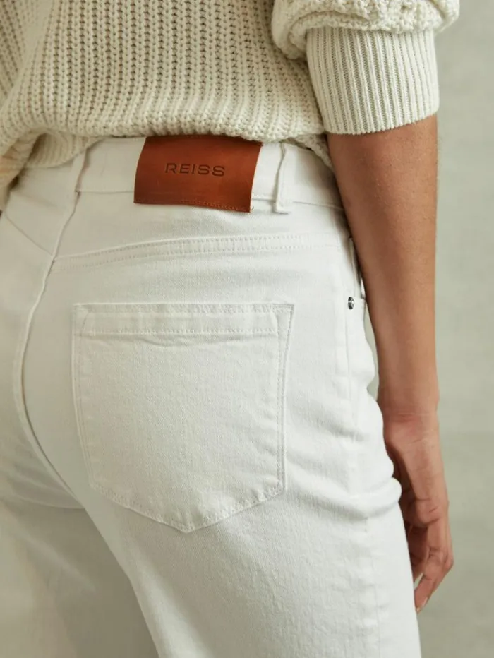 REISS Pants Women Mid Rise Straight Leg Jeans White