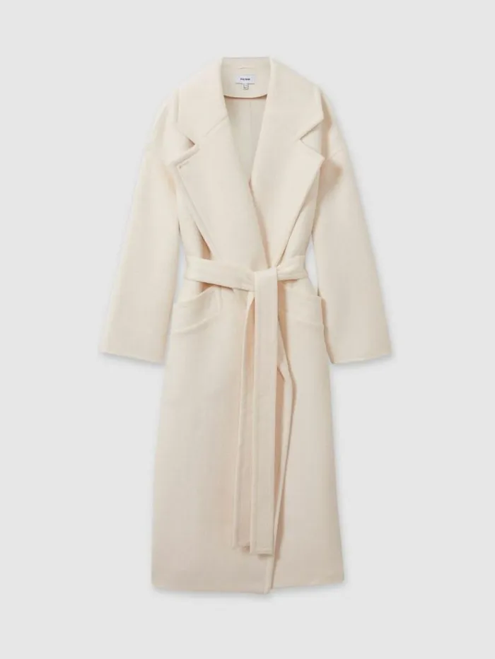 REISS Petite Women WoolBlend Blindseam Coat Cream