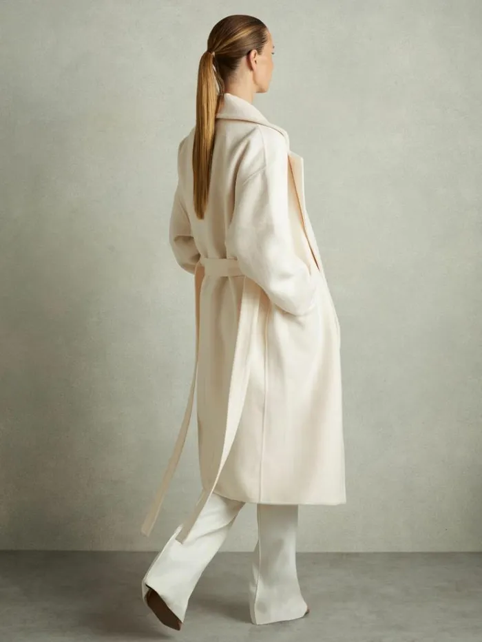 REISS Petite Women WoolBlend Blindseam Coat Cream