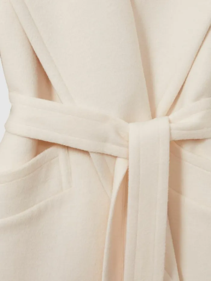 REISS Petite Women WoolBlend Blindseam Coat Cream